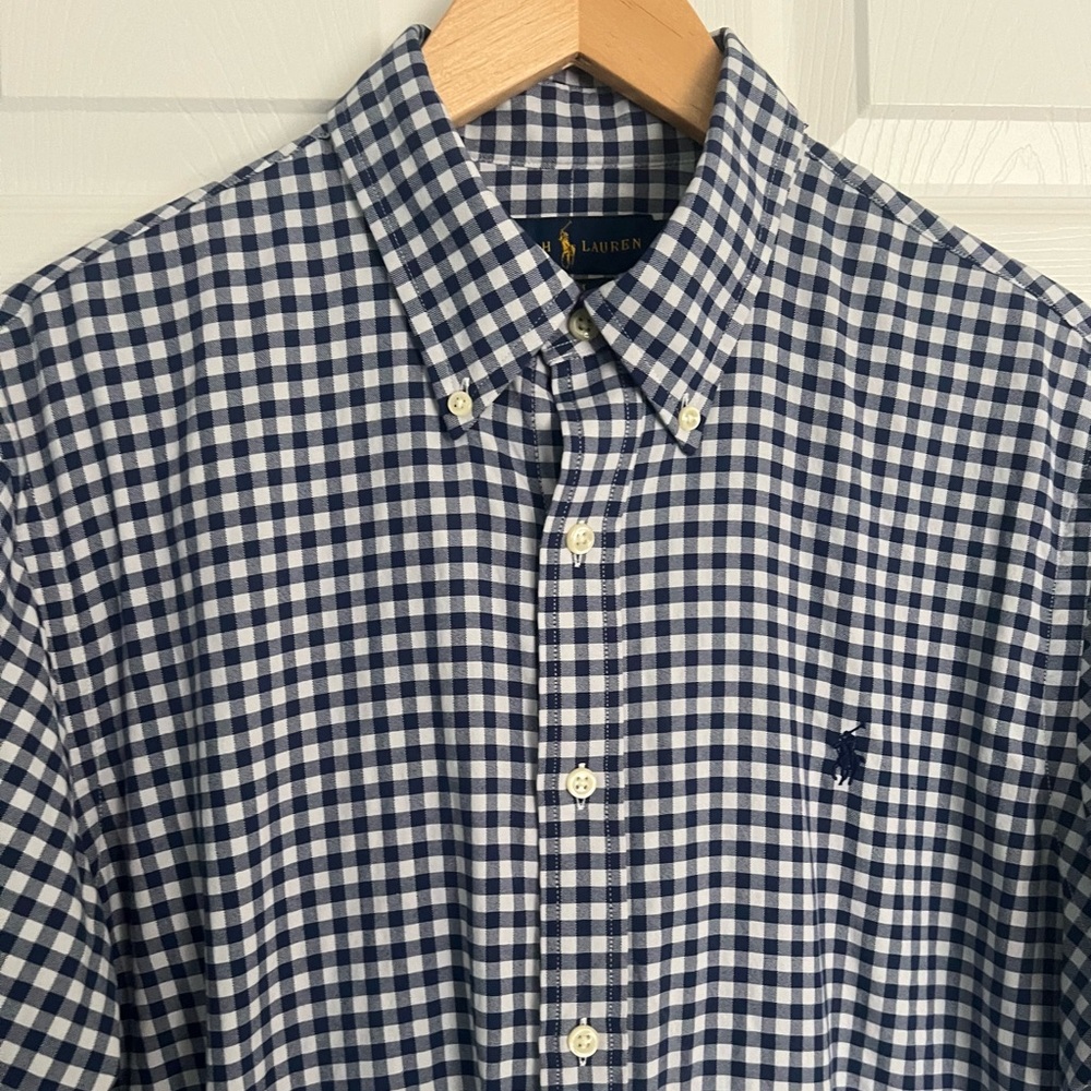 Ralph Lauren Men’s Slim Fit Performance Button Down Shirt Black & White Size L